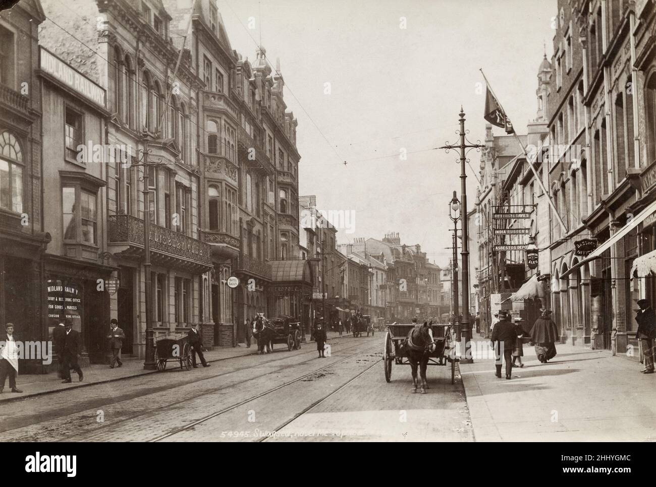 Fotografía vintage, finales de 19th, principios del siglo 20th, vista del Hotel Metropole, Swansea, Gales Foto de stock