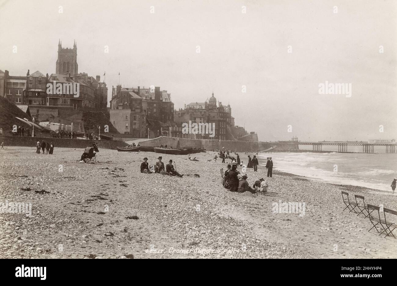 Fotografía vintage, finales de 19th, principios del siglo 20th, vista de Cromer Sands, Cromer, Norfolk Foto de stock