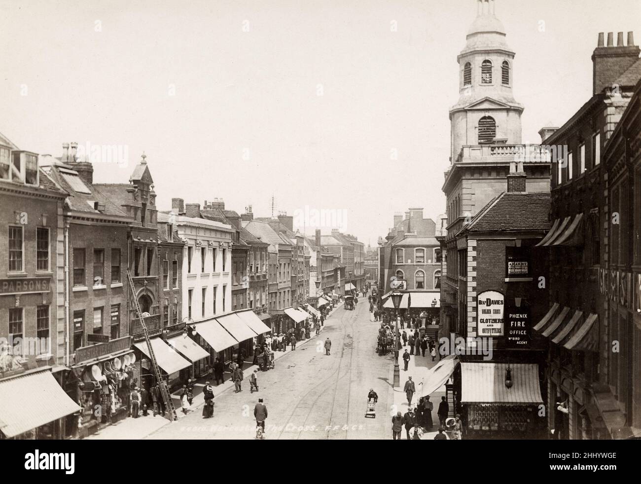 Fotografía vintage, finales de 19th, principios del siglo 20th, vista de la Cruz, Worcester, West Midlands Foto de stock
