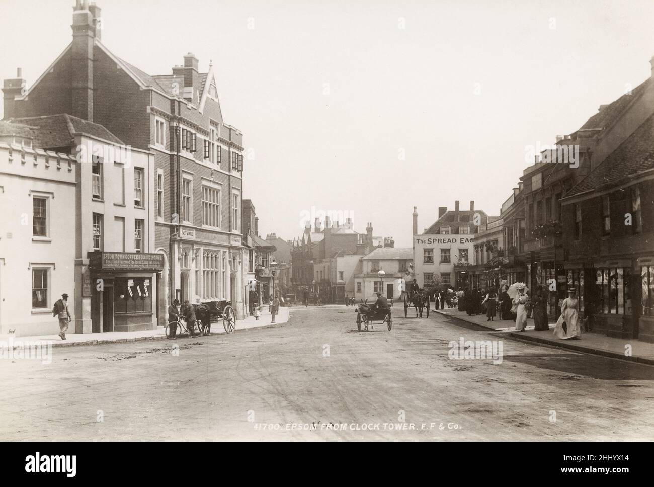 Fotografía vintage, finales de 19th, principios del siglo 20th, vista de Epsom desde la torre del reloj, Surrey Foto de stock