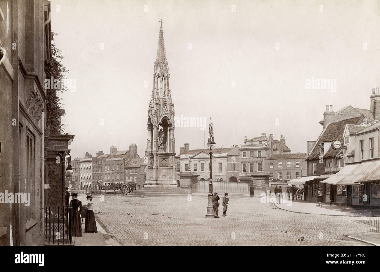 Fotografía vintage, finales de 19th, principios del siglo 20th, vista de Clarkson Memorial, Wisbech, Cambridgeshire Foto de stock