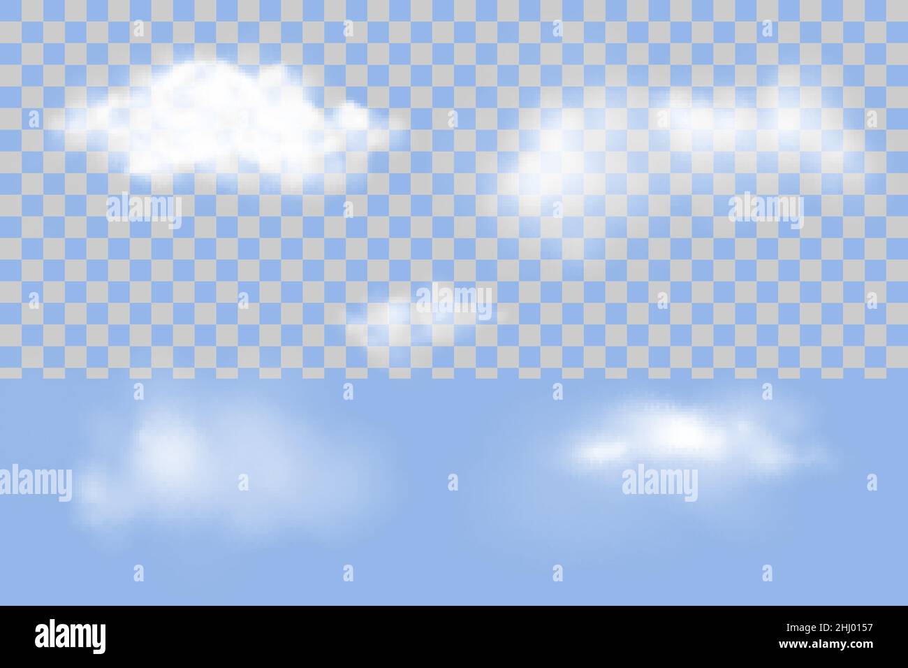 Nubes esponjosas Ilustración vectorial realista. Elementos de diseño del cielo aislados sobre fondo transparente Ilustración del Vector