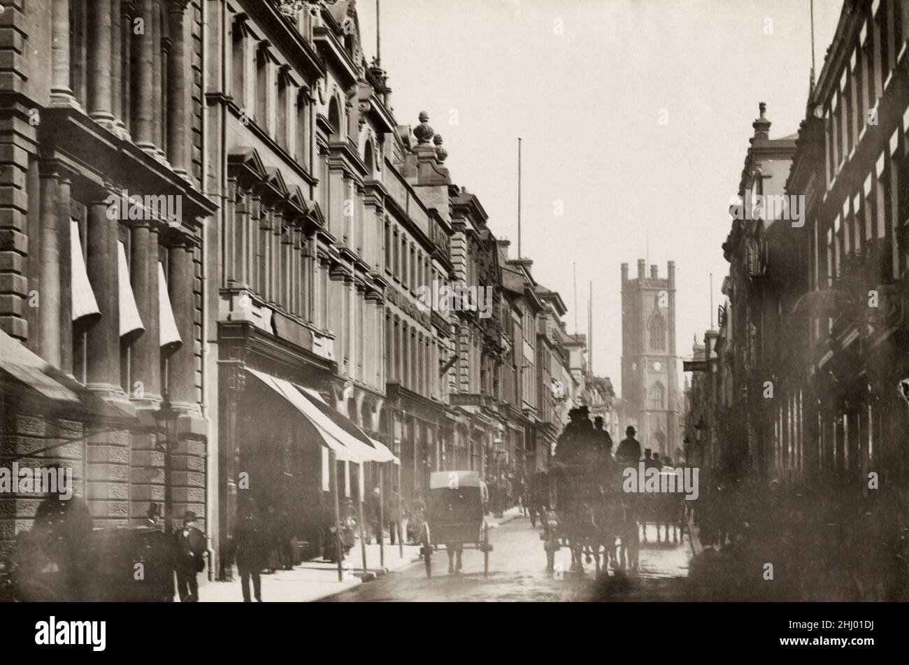 Fotografía vintage, finales de 19th, principios del siglo 20th, vista de Bold Street, Liverpool Foto de stock