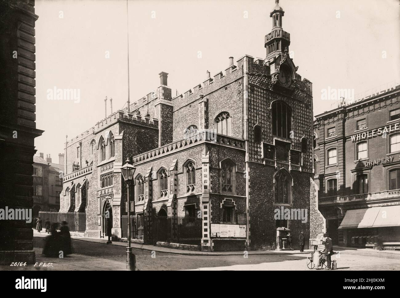 Fotografía vintage, finales de 19th, principios del siglo 20th, vista de 1891 - Guildhall y Market Place, Norwich, Norfolk Foto de stock
