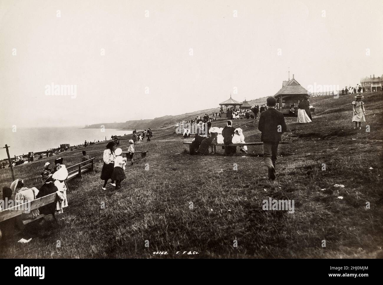 Fotografía vintage, finales de 19th, principios del siglo 20th, vista de 1897 - East Cliff, Herne Bay, Kent Foto de stock