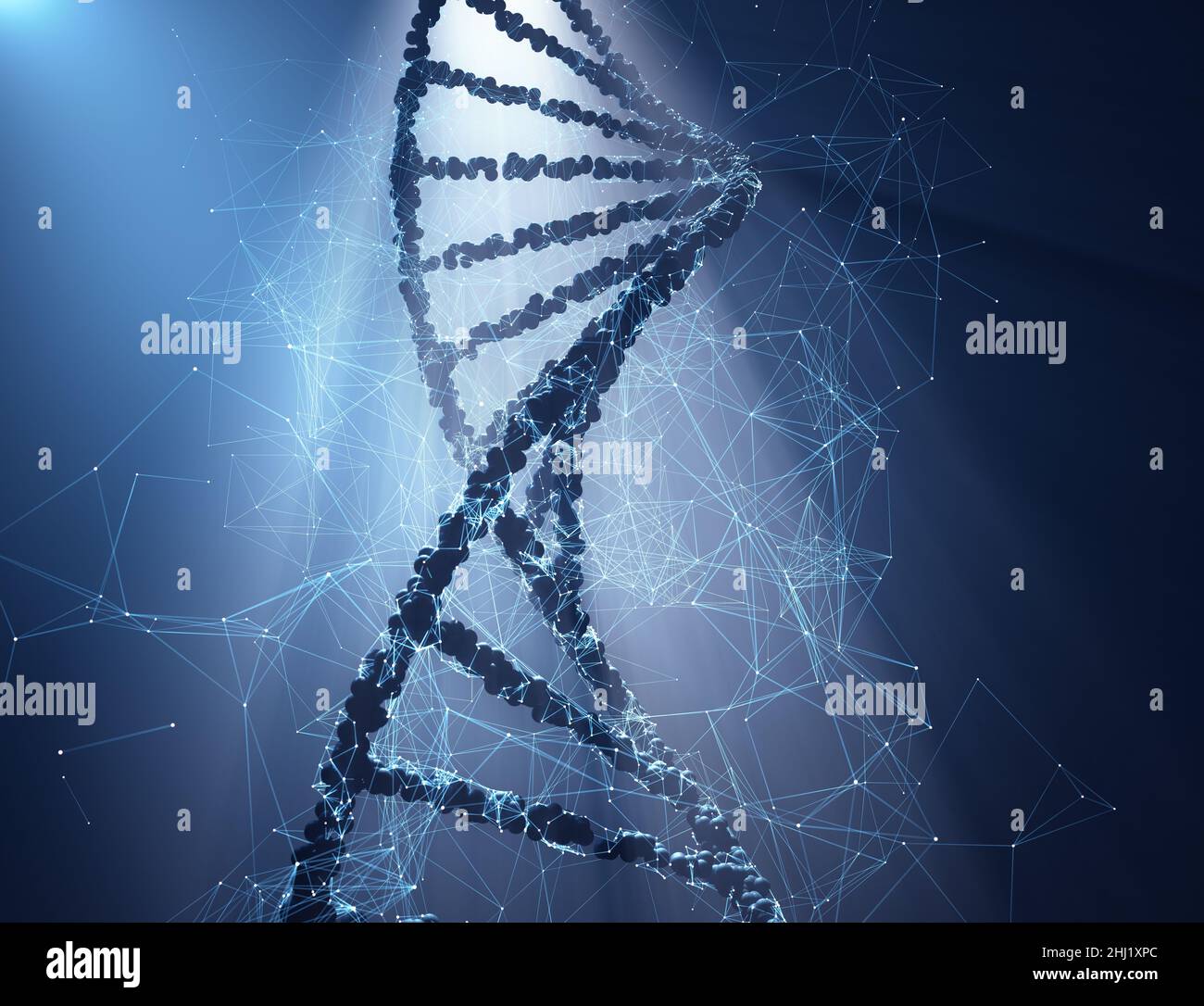 Biotecnología e ingeniería genética molecular. 3D ilustración de la ciencia y la tecnología molecular. Foto de stock