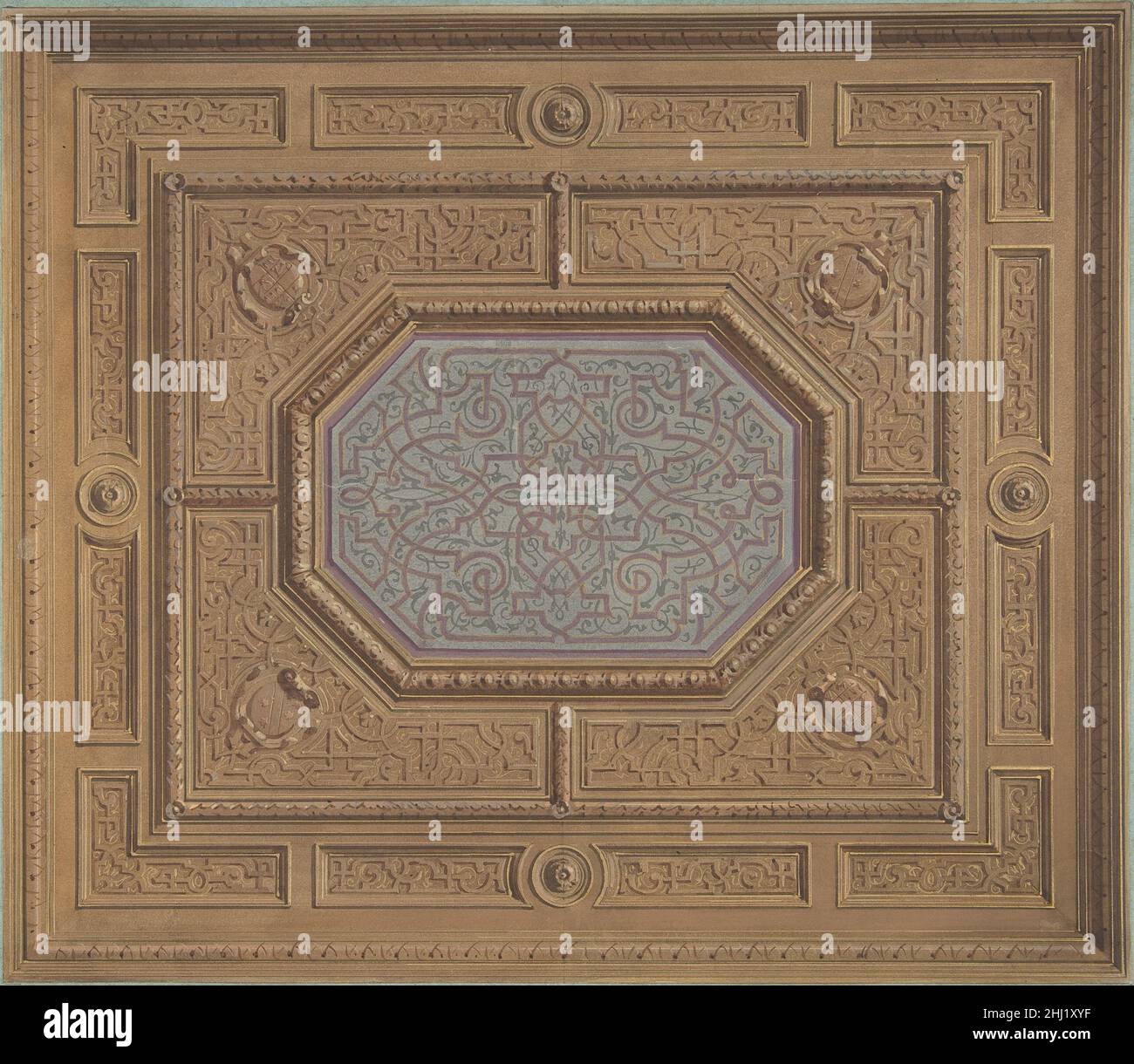 Diseño para el techo del comedor, Neudeck segundo medio siglo 19th Julio-Edmond-Charles Lachaise francés. Diseño para el techo del comedor, Neudeck 345460 Foto de stock