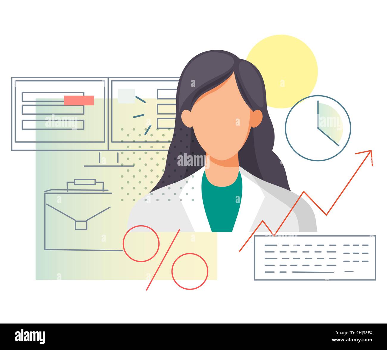 Analista de negocios - Contribución de las mujeres a los empleados - Ilustración de acciones como archivo EPS 10 Ilustración del Vector