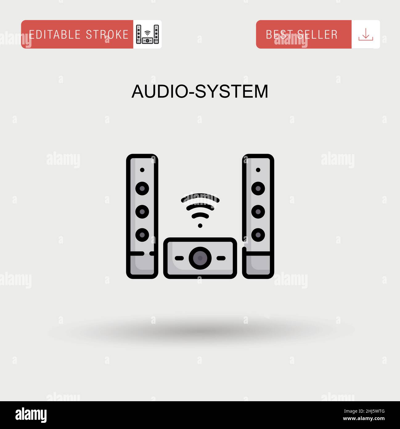 Icono de vector sencillo del sistema de audio. Ilustración del Vector