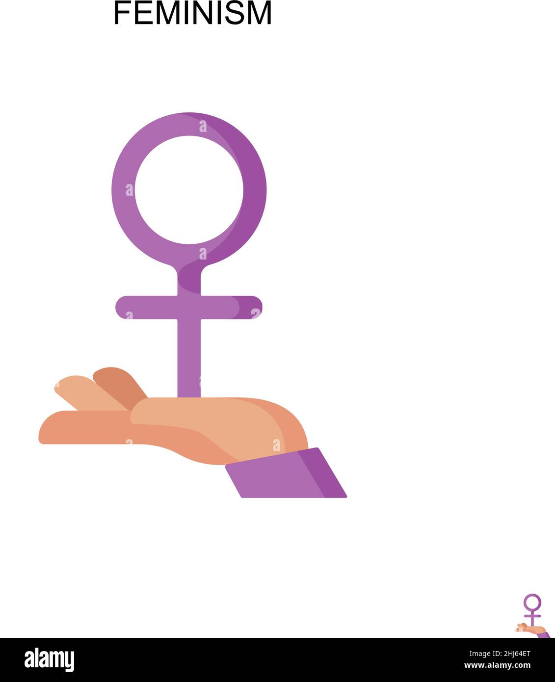 Feminismo Icono vector simple. Plantilla de diseño de símbolos de ilustración para el elemento de interfaz de usuario móvil web. Ilustración del Vector