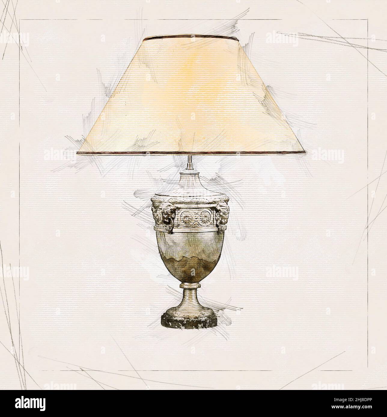 Ilustración Croquis de la lámpara decorativa de mesa sobre papel pelado  Fotografía de stock - Alamy