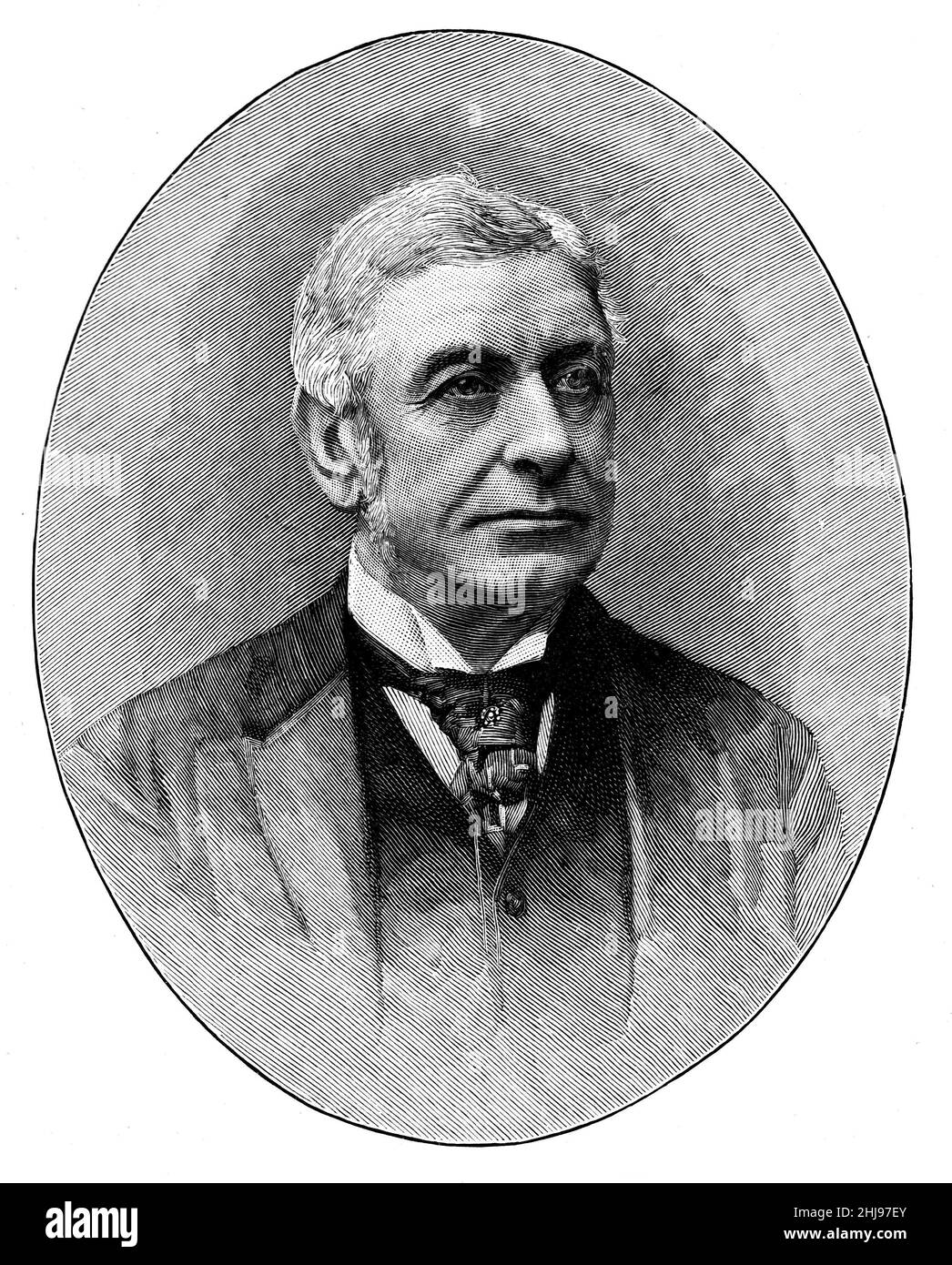 Ilustración en blanco y negro; Retrato del Muy Honorable John William Mellor, MP. Abogado inglés y político del Partido Liberal Foto de stock