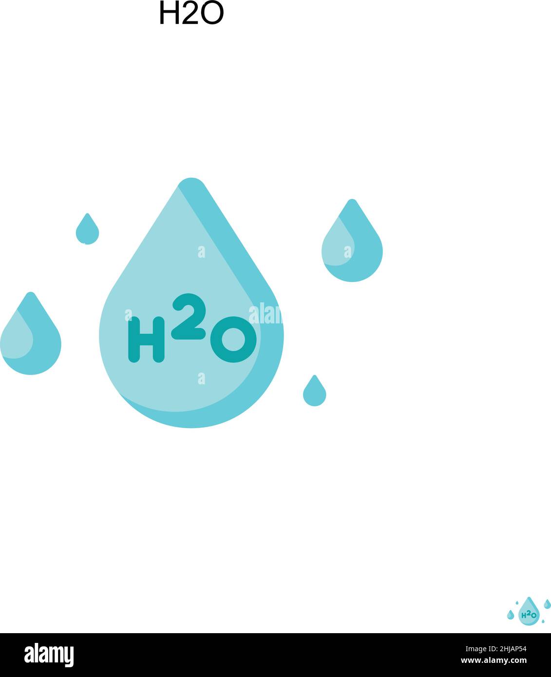 H2O Icono de vector simple. Plantilla de diseño de símbolos de ilustración para el elemento de interfaz de usuario móvil web. Ilustración del Vector