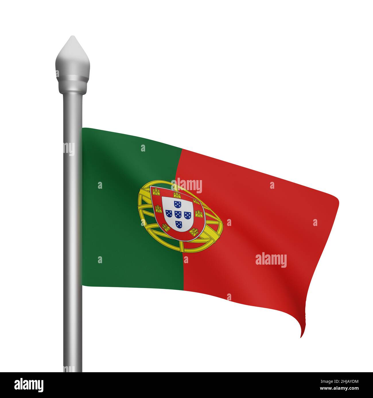 Mapa isométrico de portugal europa com bandeira em 3d render