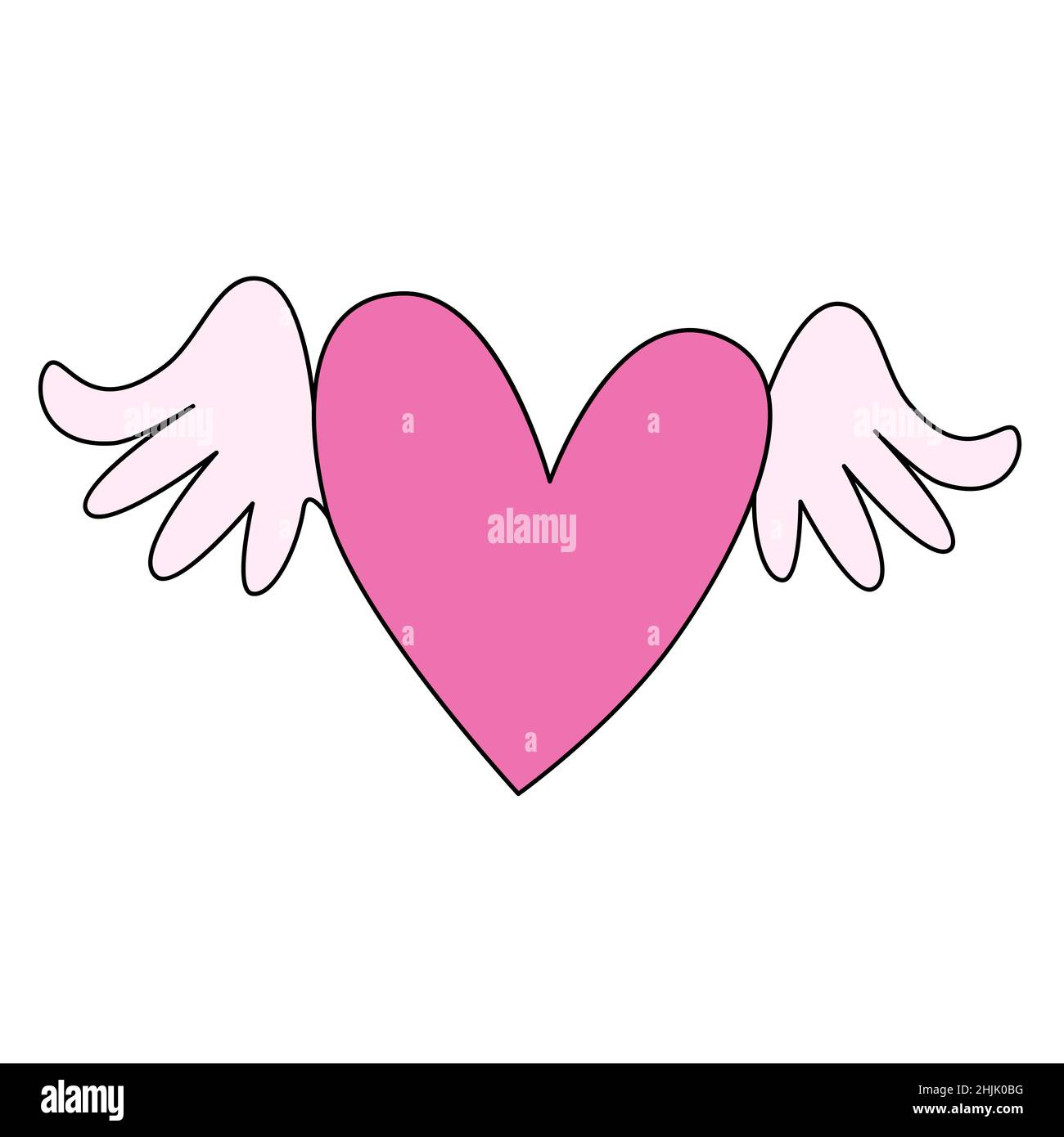 Lindo corazón con alas en estilo de dibujos animados. Ilustración vectorial  aislada sobre fondo blanco. Símbolo del amor. Pegatina para el día de San  Valentín Imagen Vector de stock - Alamy