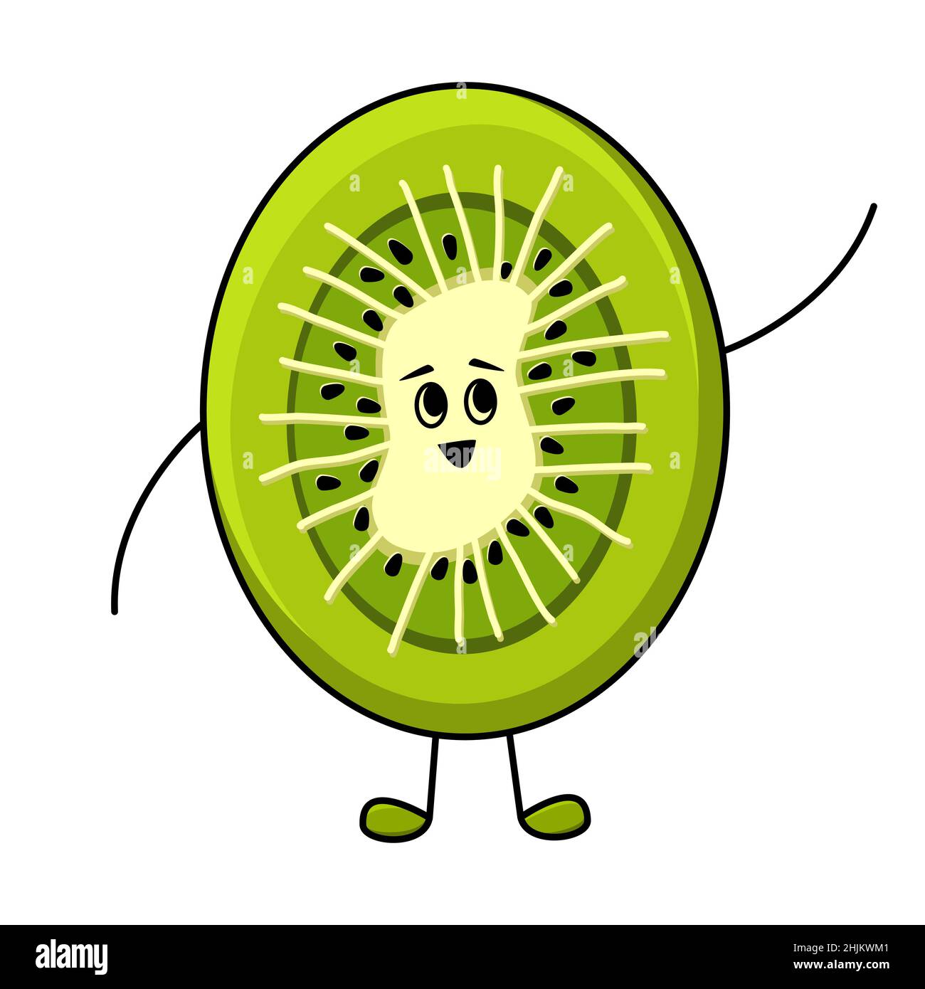 Divertido personaje de kiwi en estilo de dibujos animados para niños. Dulce jugosa mascota de fruta con cara bonita para el jugo de vitaminas de verano Imagen Vector de stock - Alamy Divertido personaje de kiwi en estilo de dibujos animados para niños. Dulce jugosa mascota de fruta con cara bonita para el jugo de vitaminas de verano Imagen Vector de stock - Alamy