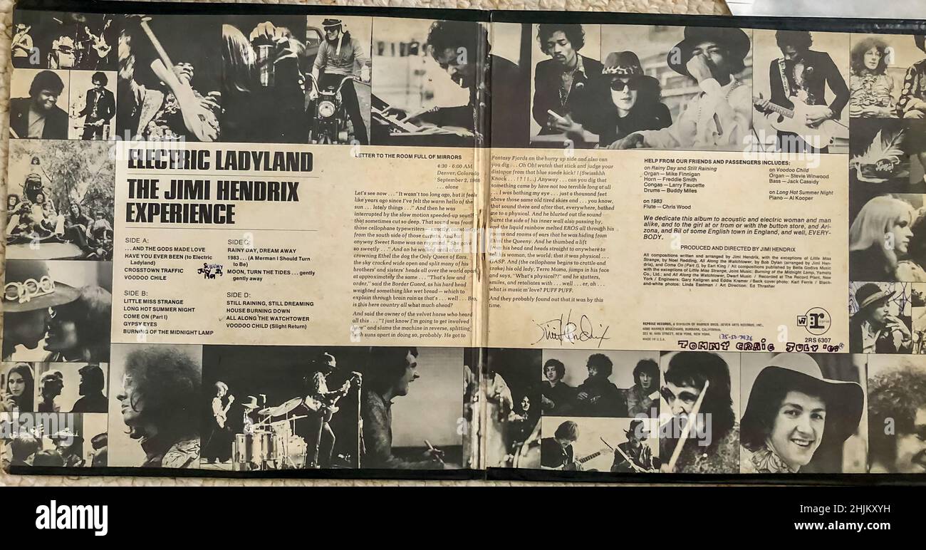 Jimi Hendrix Electric Ladyland Album Music Collection, Warner Rerise Records, 1960s Música Foto de stock