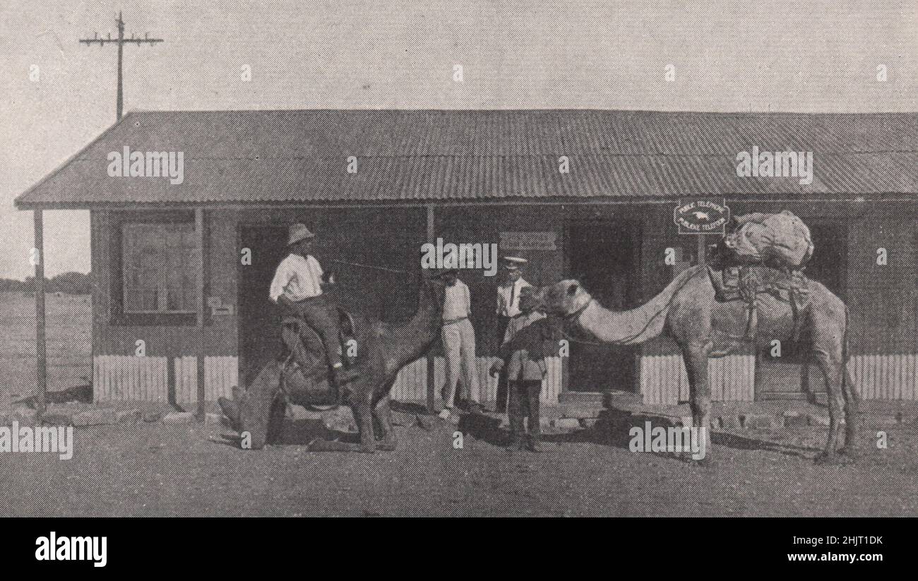 Africa Sudoccidental: Oficina de correos y camellos en Mariental. Namibia (1923) Foto de stock