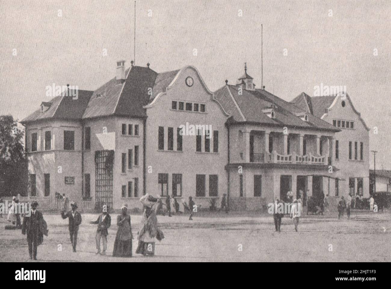 Estación de ferrocarril en Windhoek, protectorado del Suroeste de África. Namibia (1923) Foto de stock