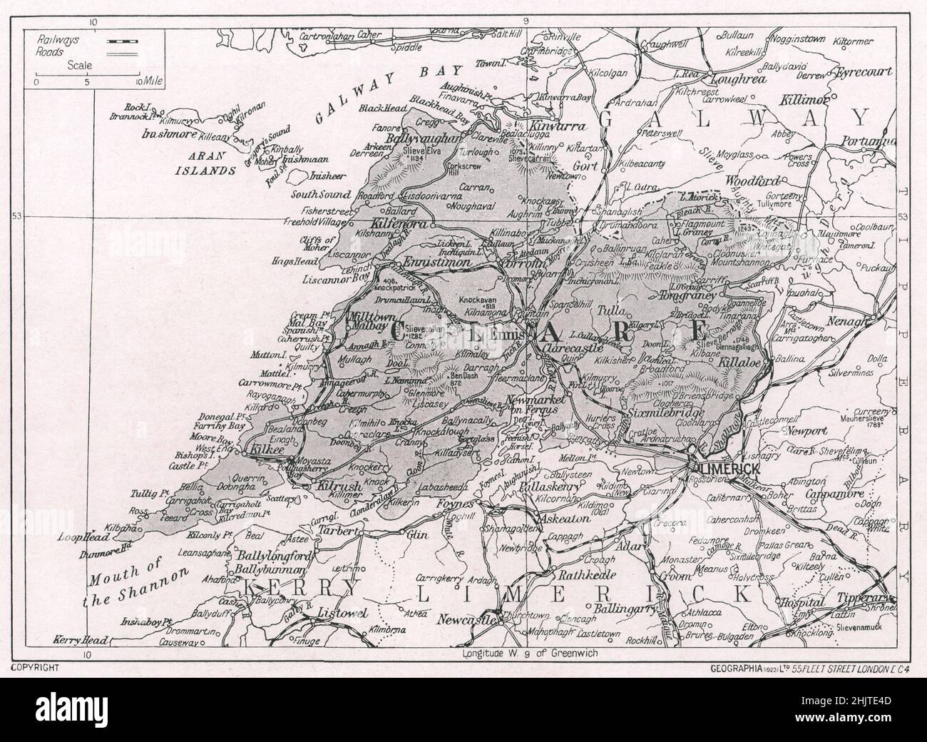 County clare antique county map fotografías e imágenes de alta