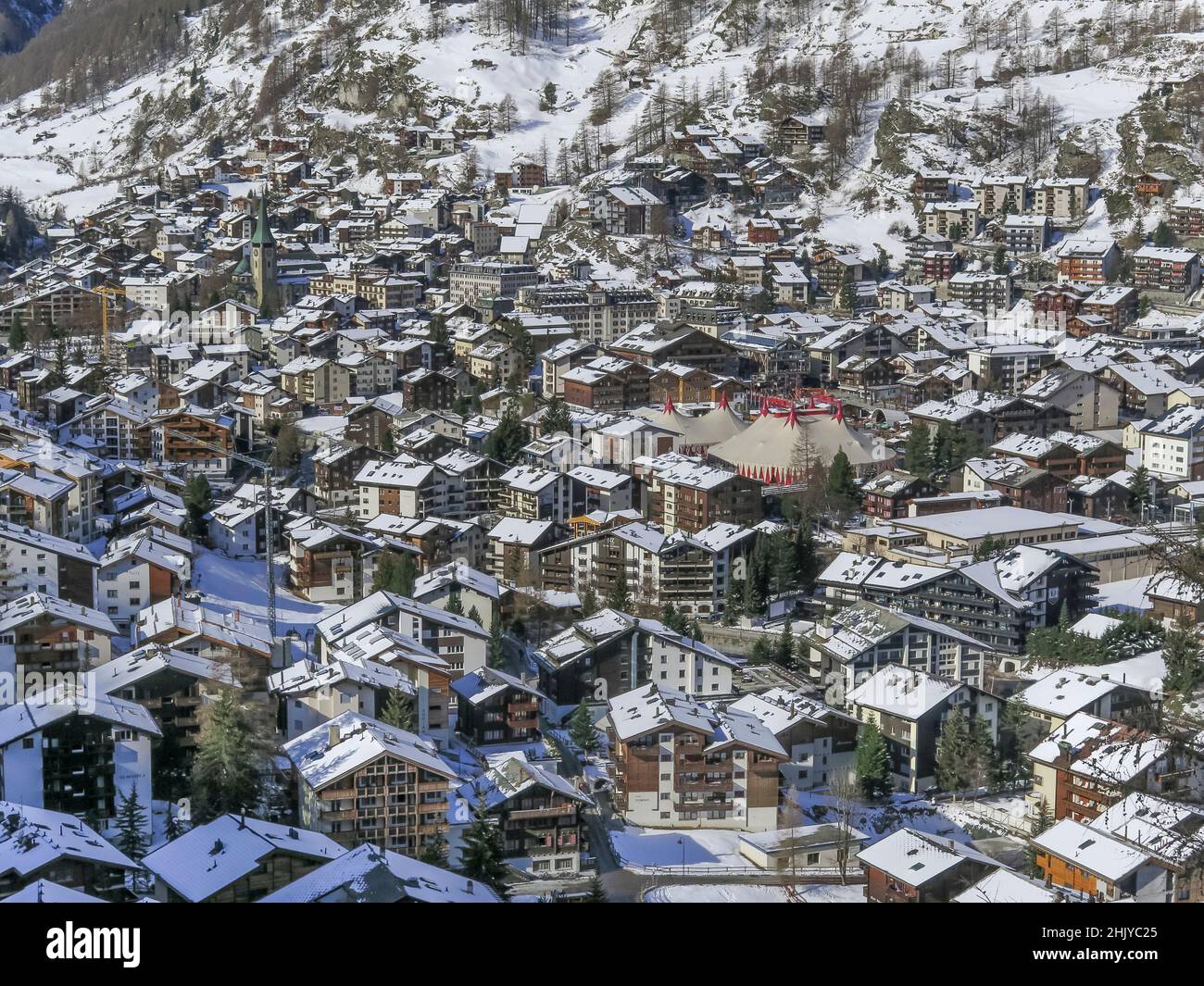 Stadtzentrum, Zermatt, Wallis, Schweiz Foto de stock