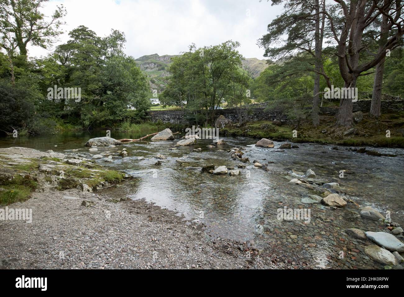 gran langdale beck cerca del distrito de elterwater cantera lake, cumbria, inglaterra, reino unido Foto de stock