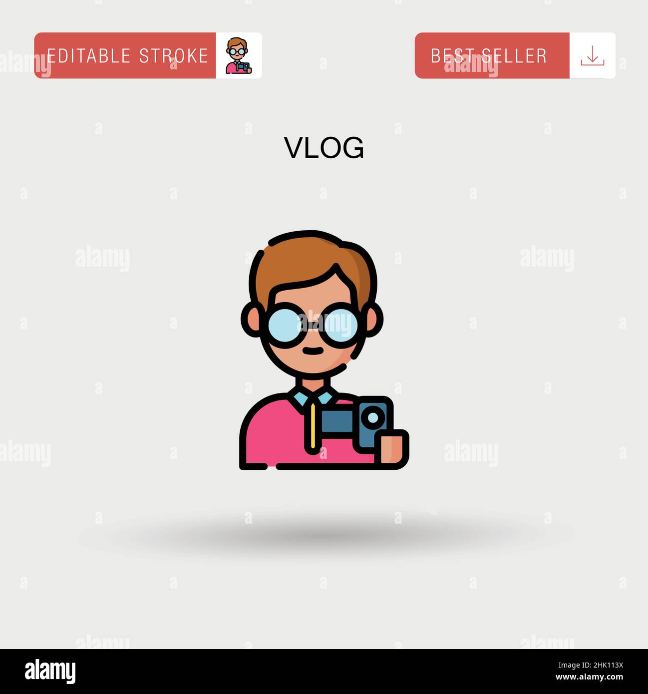 Icono Vlog vector simple. Ilustración del Vector