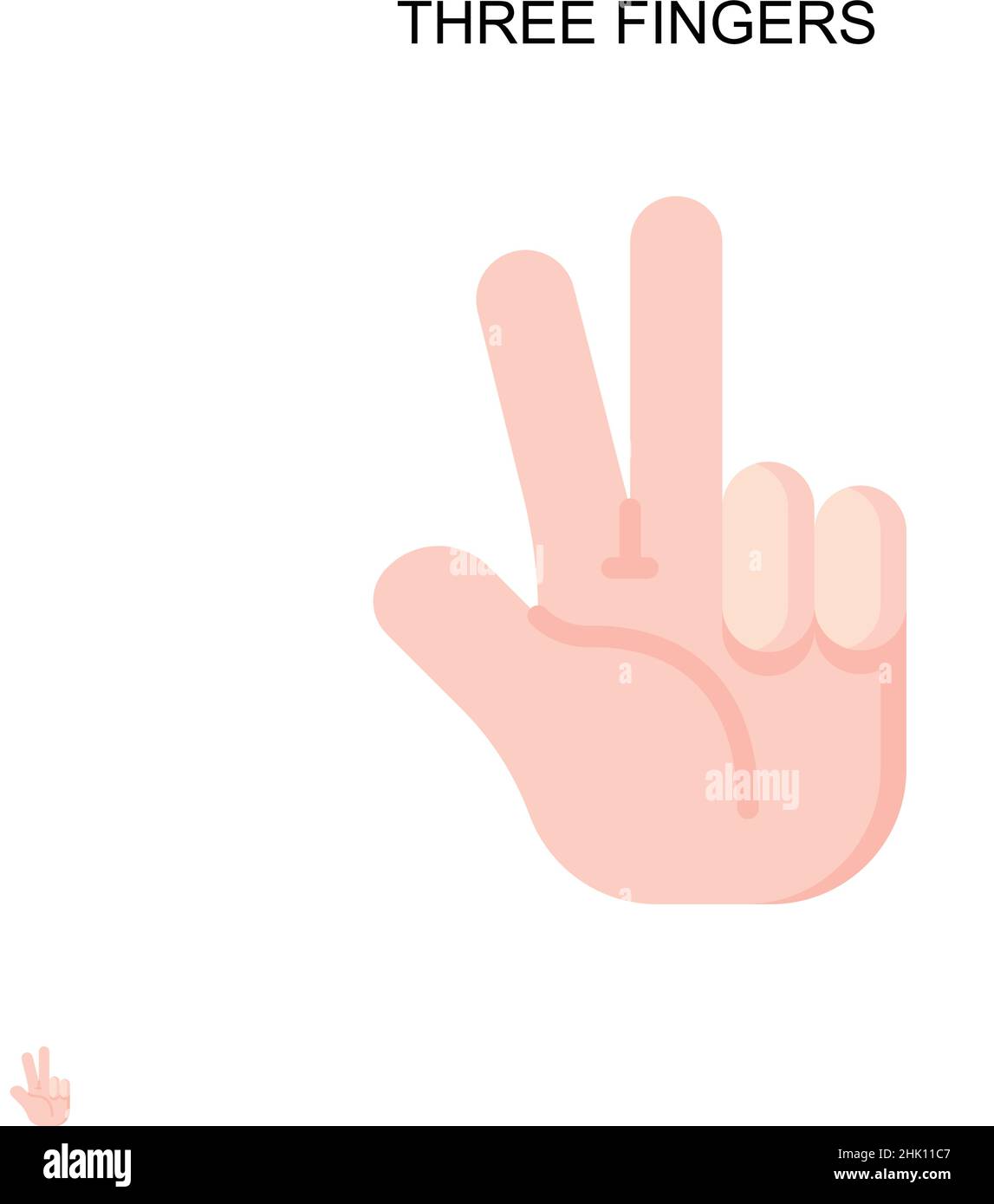 Icono de vector simple de tres dedos. Plantilla de diseño de símbolos de ilustración para el elemento de interfaz de usuario móvil web. Ilustración del Vector