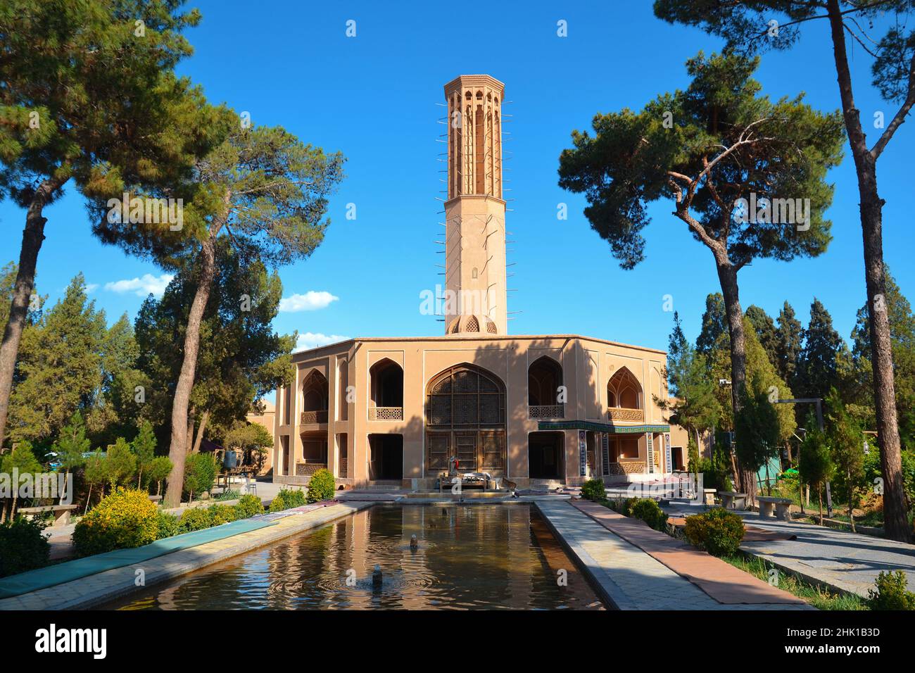 Dowlat Abad Garden en Yazd, un lugar para relajarse, Irán Foto de stock