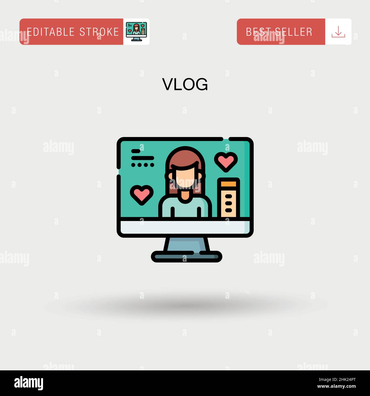 Icono Vlog vector simple. Ilustración del Vector