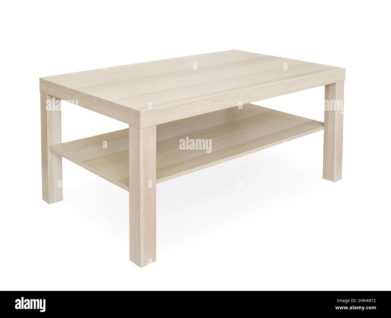 Mesa de café de madera blanca aislada sobre blanco Foto de stock