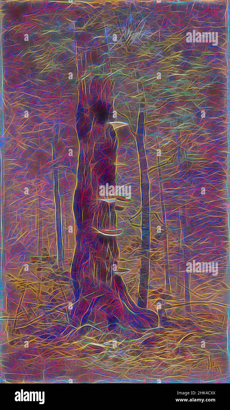 Inspirado en In the Woods, Francis Hopkinson Smith, norteamericano,  1838-1915, acuarela transparente y opaca y tiza negra sobre beige, espesa  tabla de pasta de madera con textura rugosa, 1877, 26 7/16 x
