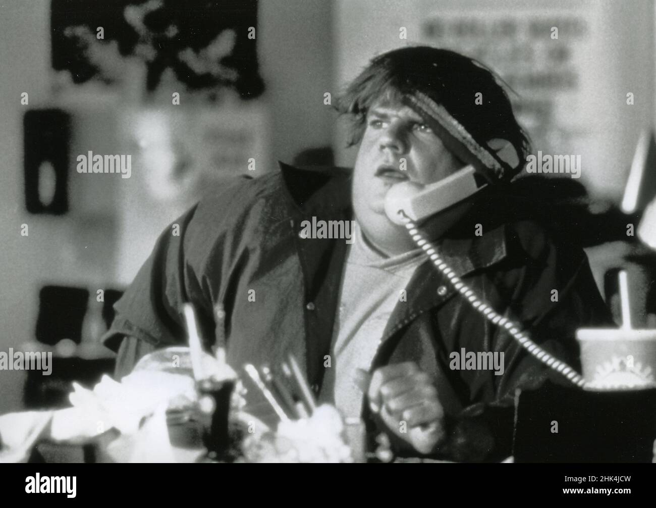 El actor estadounidense Chris Farley en la película Black Sheep, USA 1997 Foto de stock