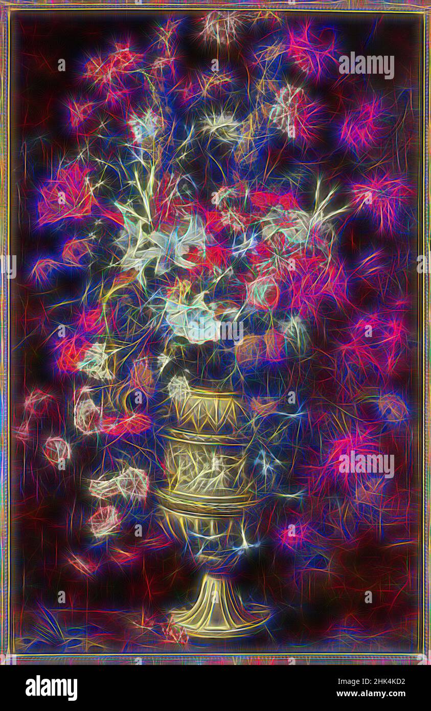 Inspirado en las flores en un florero figurado, atribuido a Jan Peeter Brueghel, flamenco, 1628-después de 1664, óleo sobre lienzo, Europa, aprox. 1670s, 73 3/4 x 46 5/8 pulg., 187,3 x 118,4 cm, botánica, Brueghel, flamenca, floral, flores, cabra, exuberante, ndeu, desbordante, pintura, pieza de exposición, vida fija, suntuosa, urna, Reimaginado por Artotop. Arte clásico reinventado con un toque moderno. Diseño de brillo cálido y alegre y luminosidad e radiación de rayos de luz. Fotografía inspirada en el surrealismo y el futurismo, que abarca la energía dinámica de la tecnología moderna, el movimiento, la velocidad y la revolución de la cultura Foto de stock