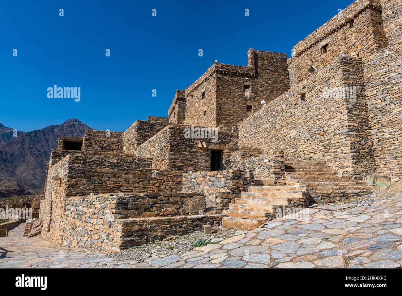 Zee Al-Ayn (Thee Ain) histórico pueblo de montaña, Reino de Arabia Saudita, Oriente Medio Foto de stock