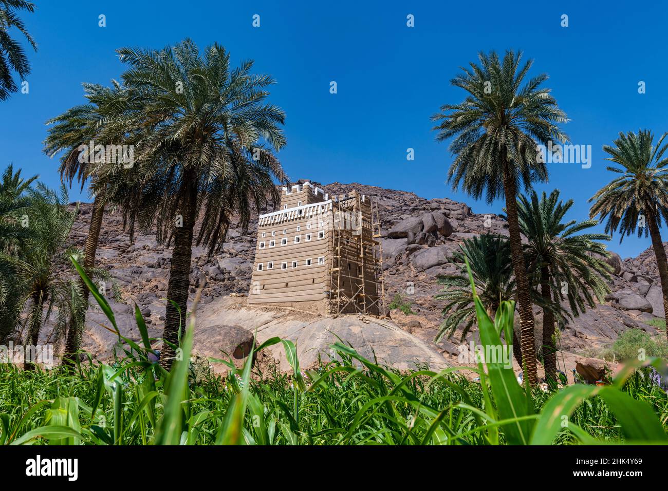 Antigua casa fortificada hecha de barro, Najran, Reino de Arabia Saudita, Oriente Medio Foto de stock