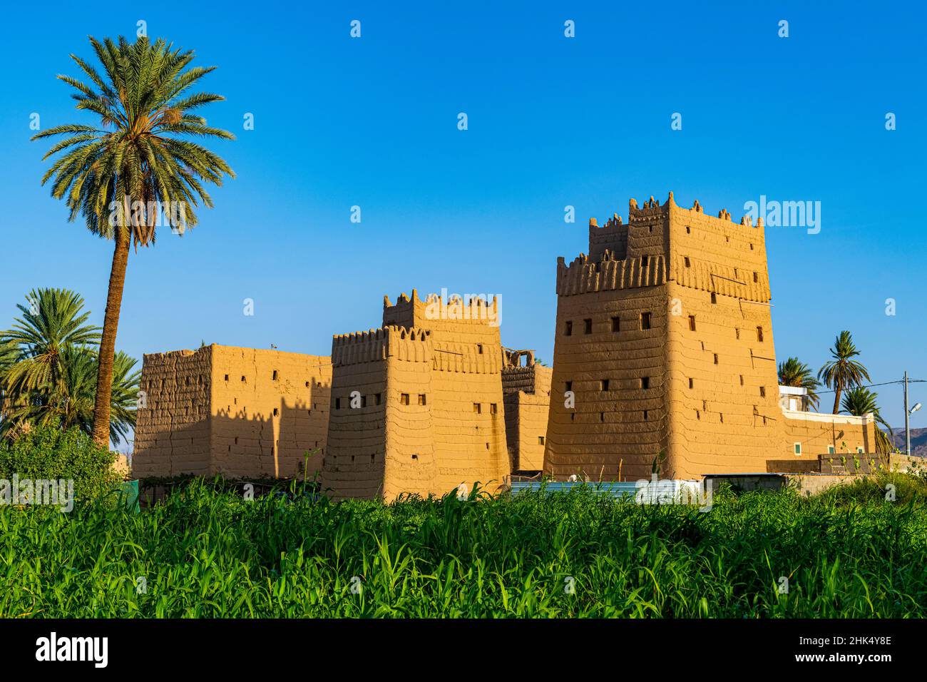 Torres de barro de construcción tradicional utilizadas como casas vivas, Najran, Reino de Arabia Saudita, Oriente Medio Foto de stock