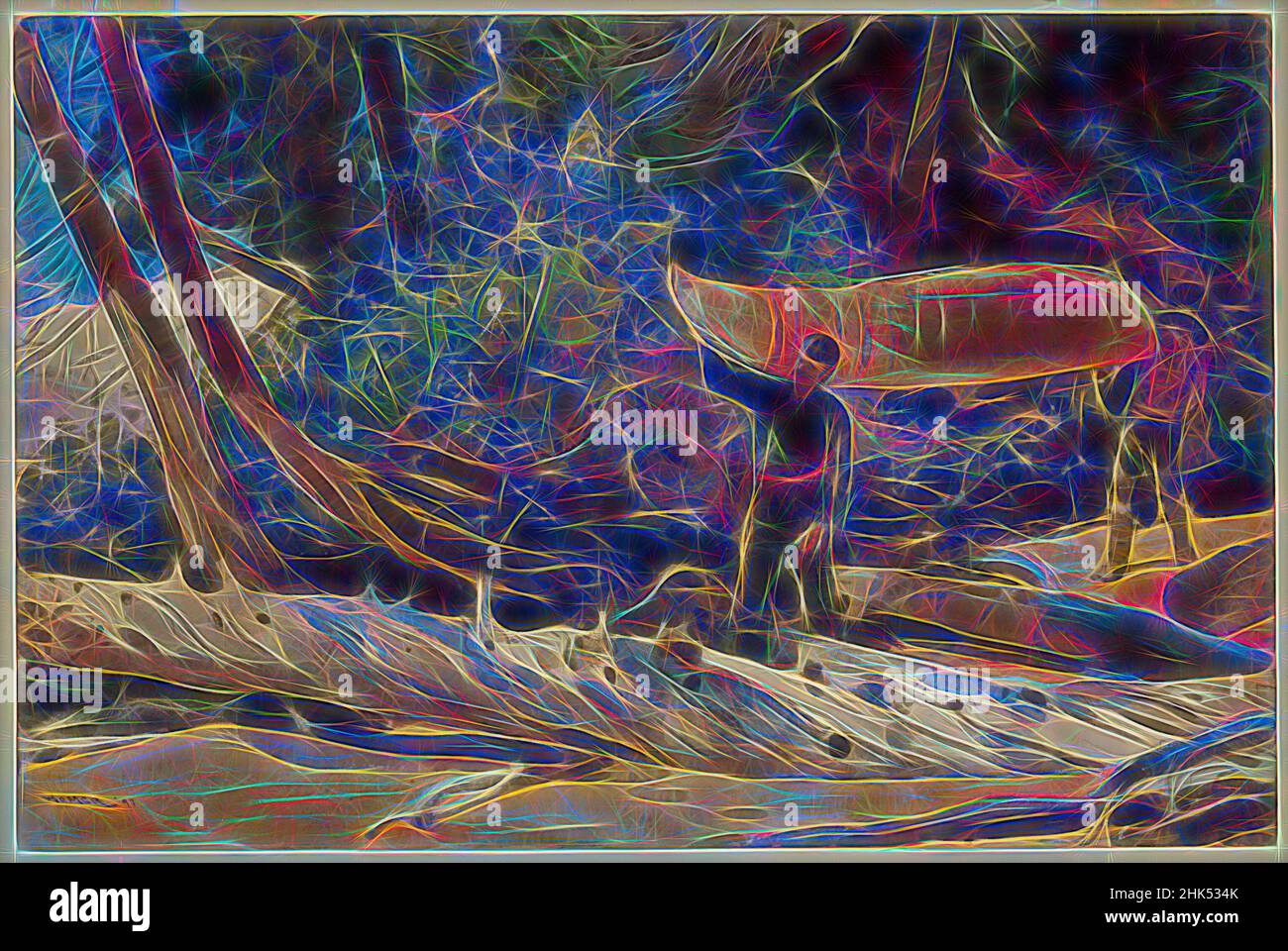 Inspirado por End of the Portage, Winslow Homer, American, 1836-1910, acuarela transparente y opaca con dibujo bajo grafito sobre papel de paloma blanco, moderadamente grueso, moderadamente texturizado, 1897, 14 x 21 in., 35,6 x 53,3 cm, 1897, 19th Century, American, Canoe, Árbol caído, gouache, Homero, IMLS, Reimaginado por Artótop. Arte clásico reinventado con un toque moderno. Diseño de brillo cálido y alegre y luminosidad e radiación de rayos de luz. Fotografía inspirada en el surrealismo y el futurismo, que abarca la energía dinámica de la tecnología moderna, el movimiento, la velocidad y la revolución de la cultura Foto de stock