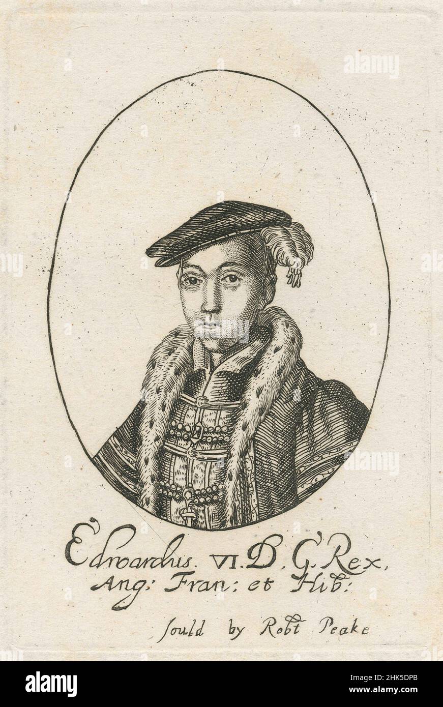 Antigua a principios del siglo 19th grabado después de Robert Peake (c.1607-1667) de Edward VI Eduardo VI (1537-1553) fue Rey de Inglaterra e Irlanda desde el 28 de enero de 1547 hasta su muerte en 1553. FUENTE: GRABADO ORIGINAL Foto de stock