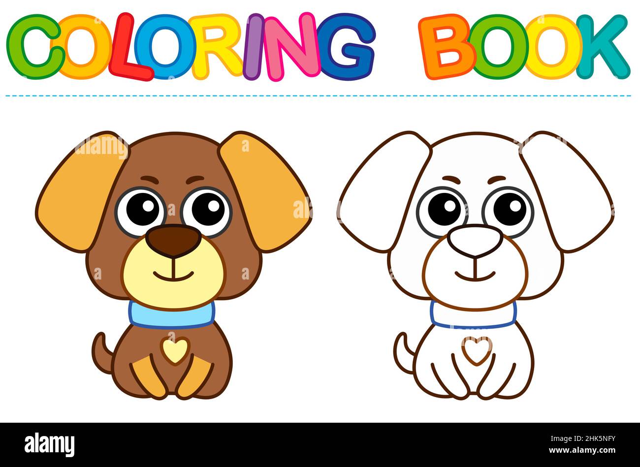 Página de colorear perrito divertido, perro. Libro de colores vectoriales  para actividades infantiles Imagen Vector de stock - Alamy