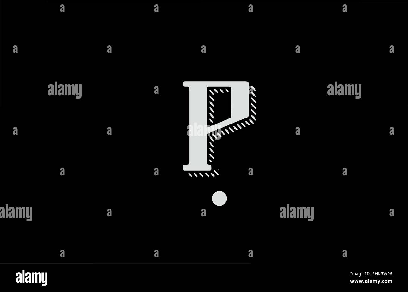 P Icono del logotipo de letra alfabética en blanco y negro. Diseño para empresas o empresas Ilustración del Vector
