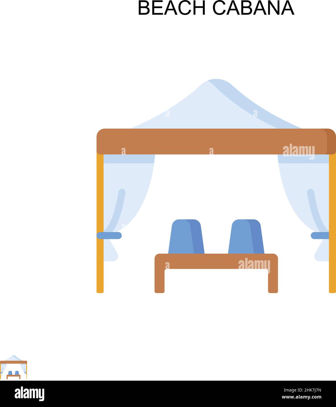 Playa cabana simple vector icono. Plantilla de diseño de símbolos de ilustración para el elemento de interfaz de usuario móvil web. Ilustración del Vector