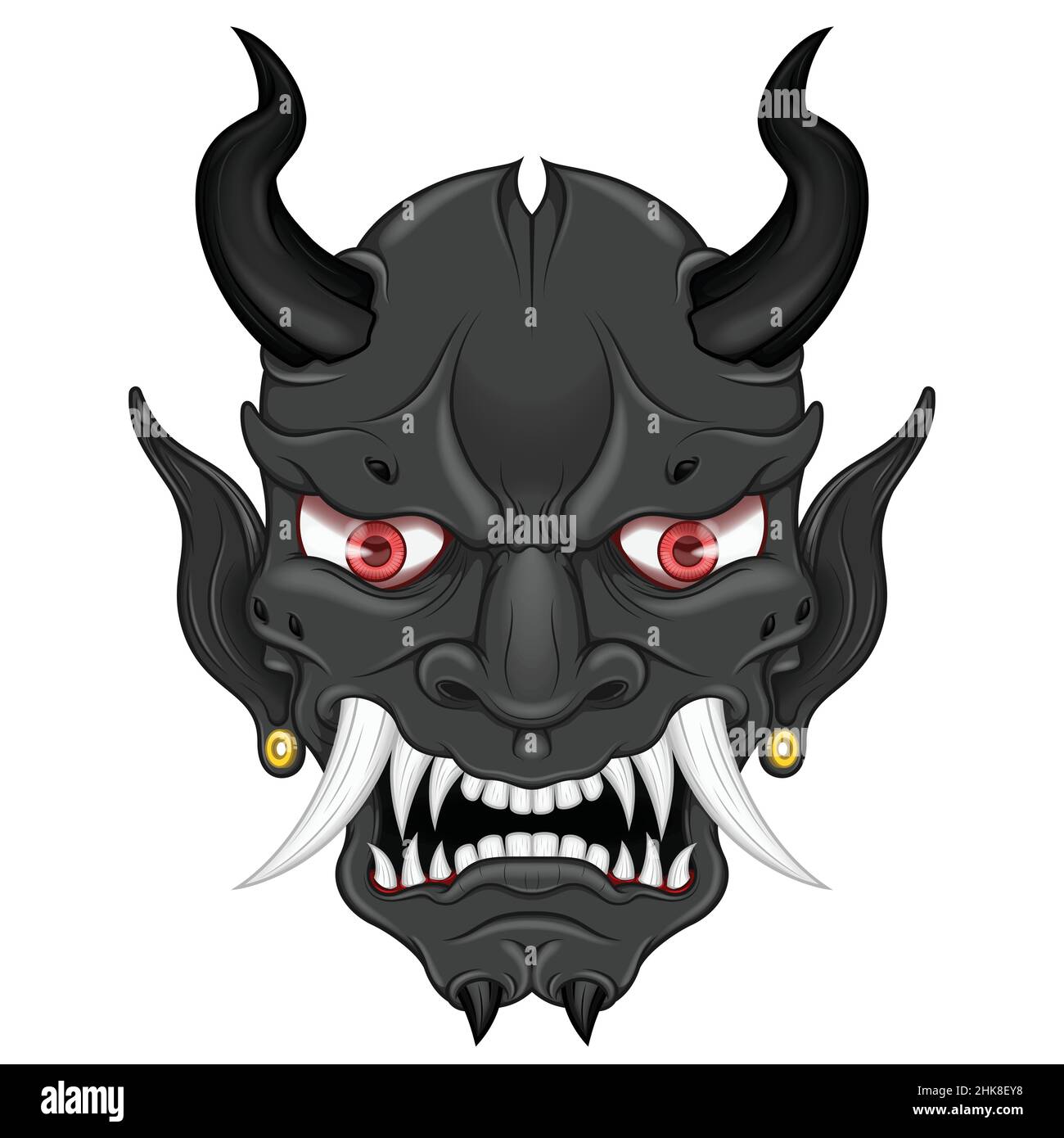 Hannya máscara de diseño vectorial, japonés Daemon Oni Imagen Vector de  stock - Alamy
