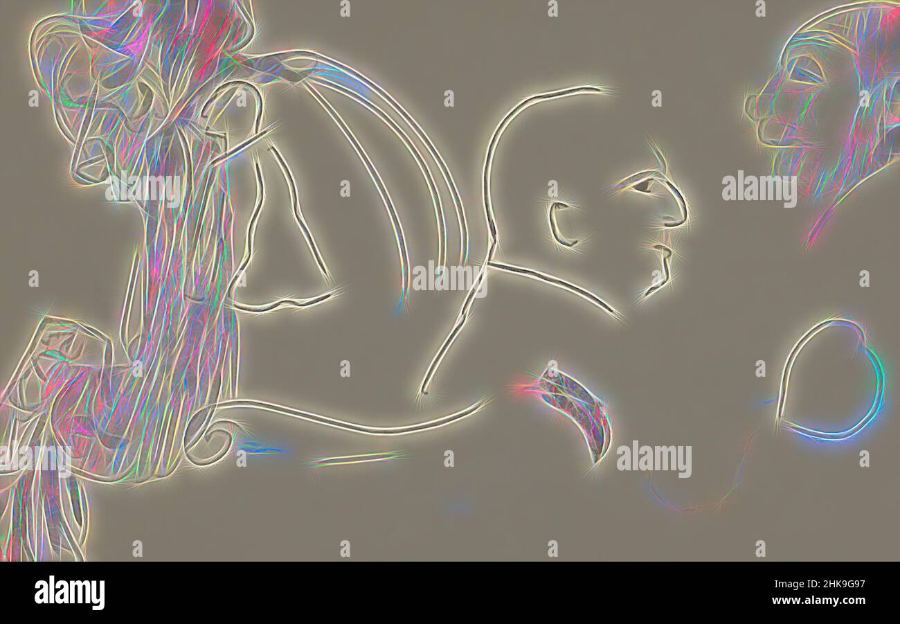 Inspirado por la mujer manual y dos cabezas de hombre, Reimaginado por