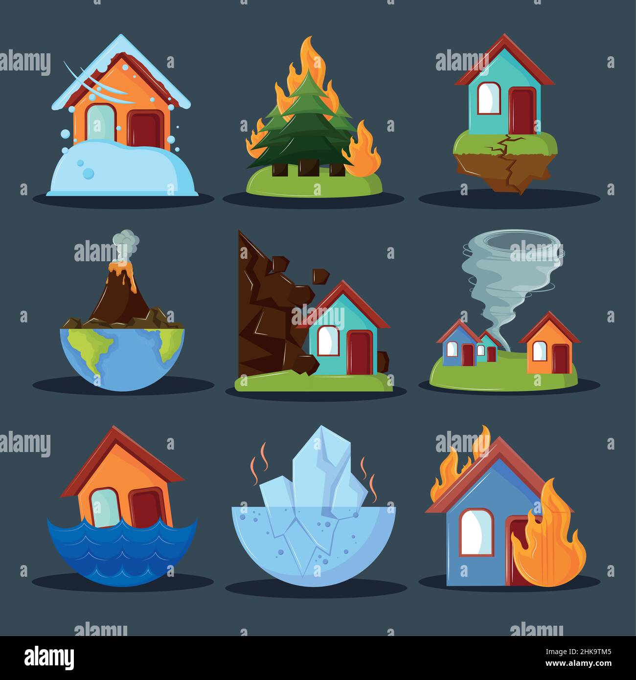 dibujos animados de desastres naturales Imagen Vector de stock - Alamy