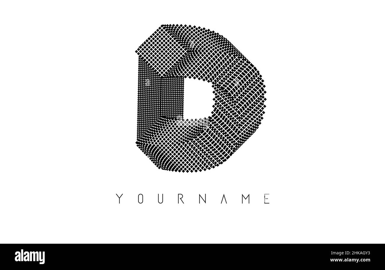 Logotipo de la letra D con forma geométrica de 3D. Ilustración vectorial geométrica con concepto de lujo para arquitectura, corporativo, empresarial o urbano horizonte urbano R Ilustración del Vector