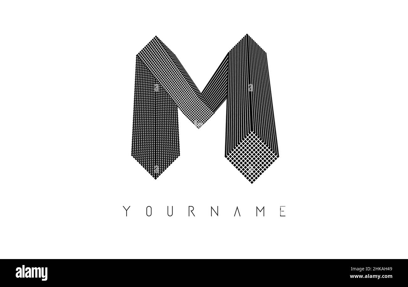 Logotipo de la letra M con forma geométrica de 3D. Ilustración vectorial con concepto de lujo para arquitectura, corporativo, de negocios o urbanismo de la ciudad Real Estate Ilustración del Vector