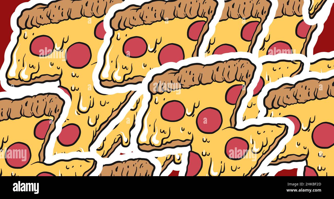 Tiro de cuadro completo de rebanadas de pizza cursi Foto de stock
