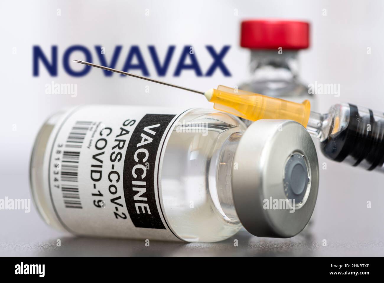 Vacuna NOVAVAX contra la infección de corona Foto de stock