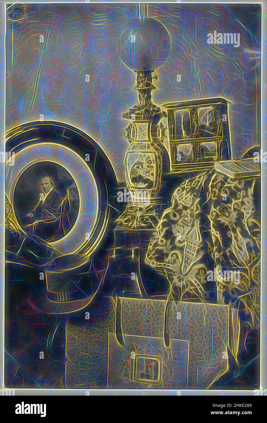 Inspirado en la vida fija con retrato fotográfico de Asser, estereoscopio y portafolio, Eduard Isaac Asser, Amsterdam, c. 1855, papel, impresión de papel salado, altura 187 mm x anchura 123 mm, Reimaginado por Artotop. Arte clásico reinventado con un toque moderno. Diseño de brillo cálido y alegre y luminosidad e radiación de rayos de luz. Fotografía inspirada en el surrealismo y el futurismo, que abarca la energía dinámica de la tecnología moderna, el movimiento, la velocidad y la revolución de la cultura Foto de stock